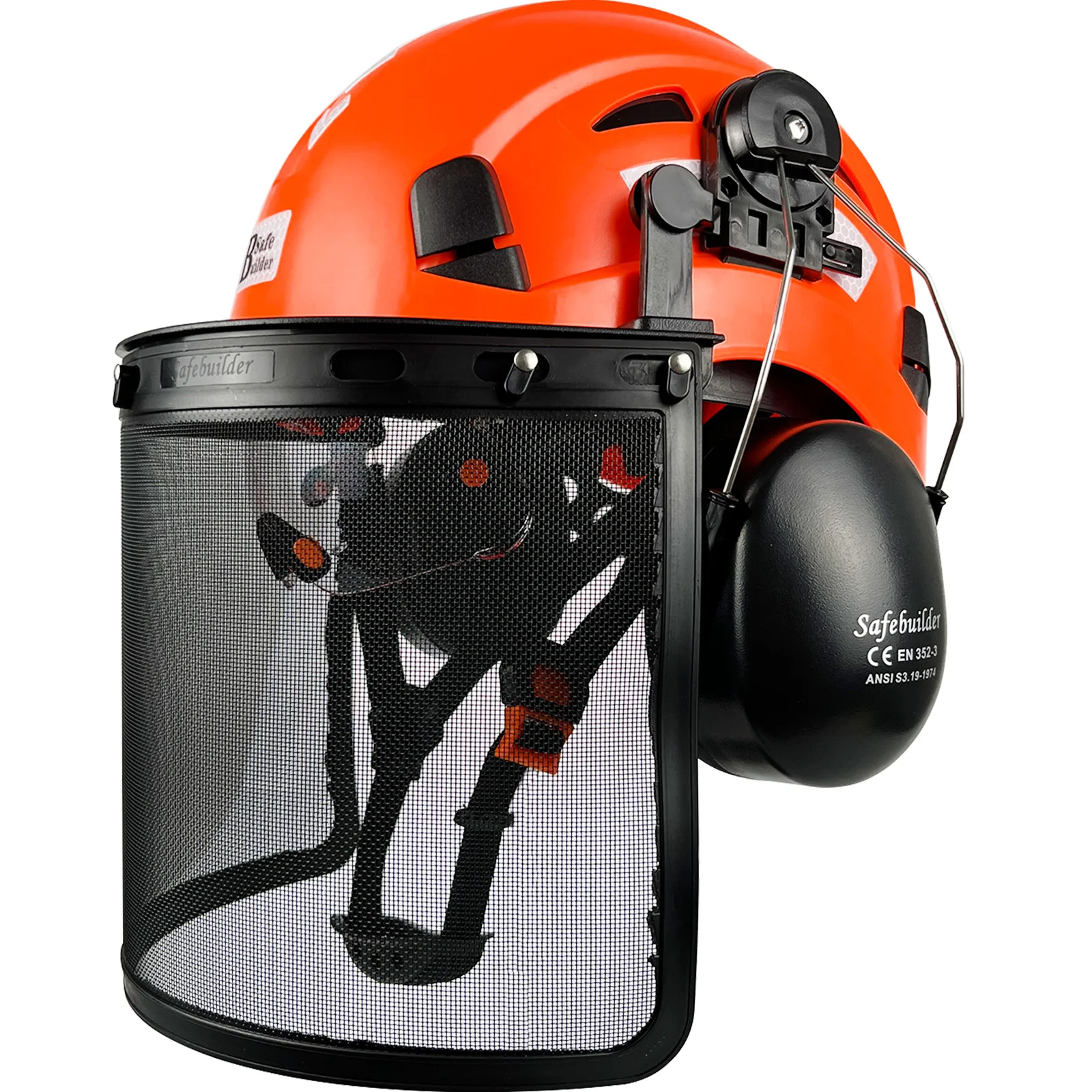 New Forestry Industrial Safety Helmet With Visor Mesh Face Shield Earmuffs Reflective Chainsaw Cutting Wood Work Hard Hat ABS