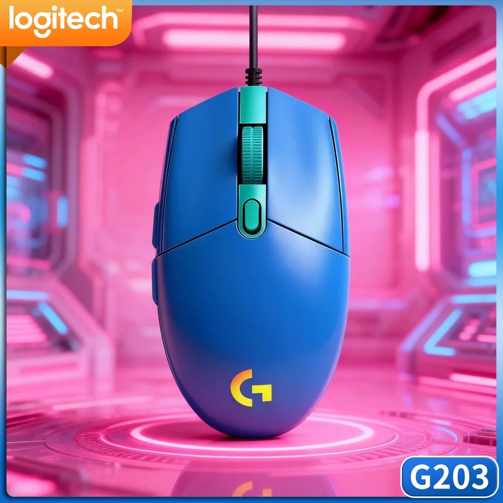 Logitech G203 Wired Gaming Mouse Solid Build Responsive Keys Variable Dpi Soft Rgb Usb For Competitive Daily Office Work