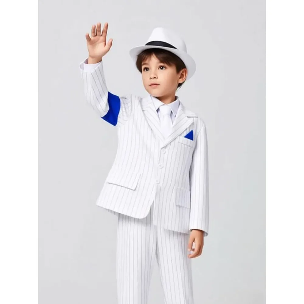 Jackson Performance Cosplay Suit White Striped Blazer Set Stage Show Iconic Bold Concert Tribute Look view 5