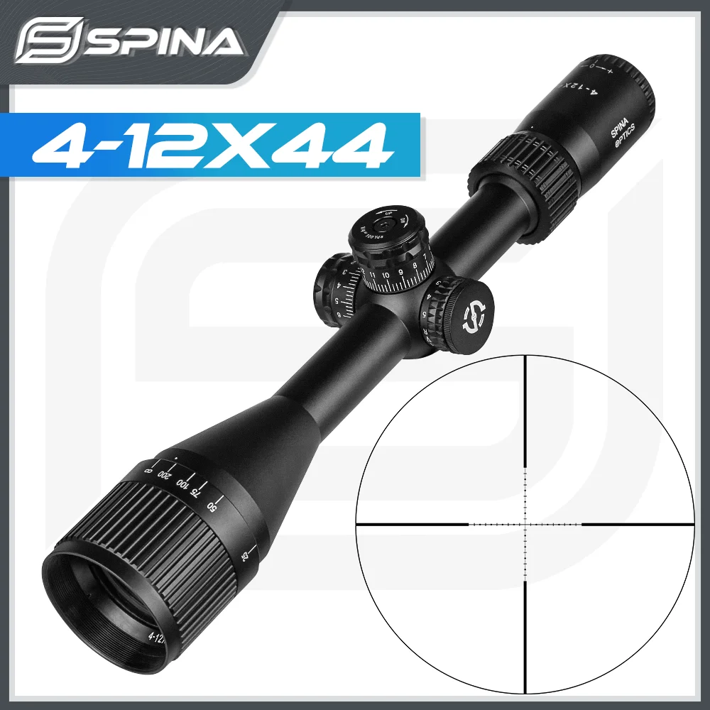 

Охотничий Тактический оптический прицел SPINA OPTICS 4-12x44 1/4 MOA, коллиматор оптического прицела для снайперской винтовки, пневматического ружья