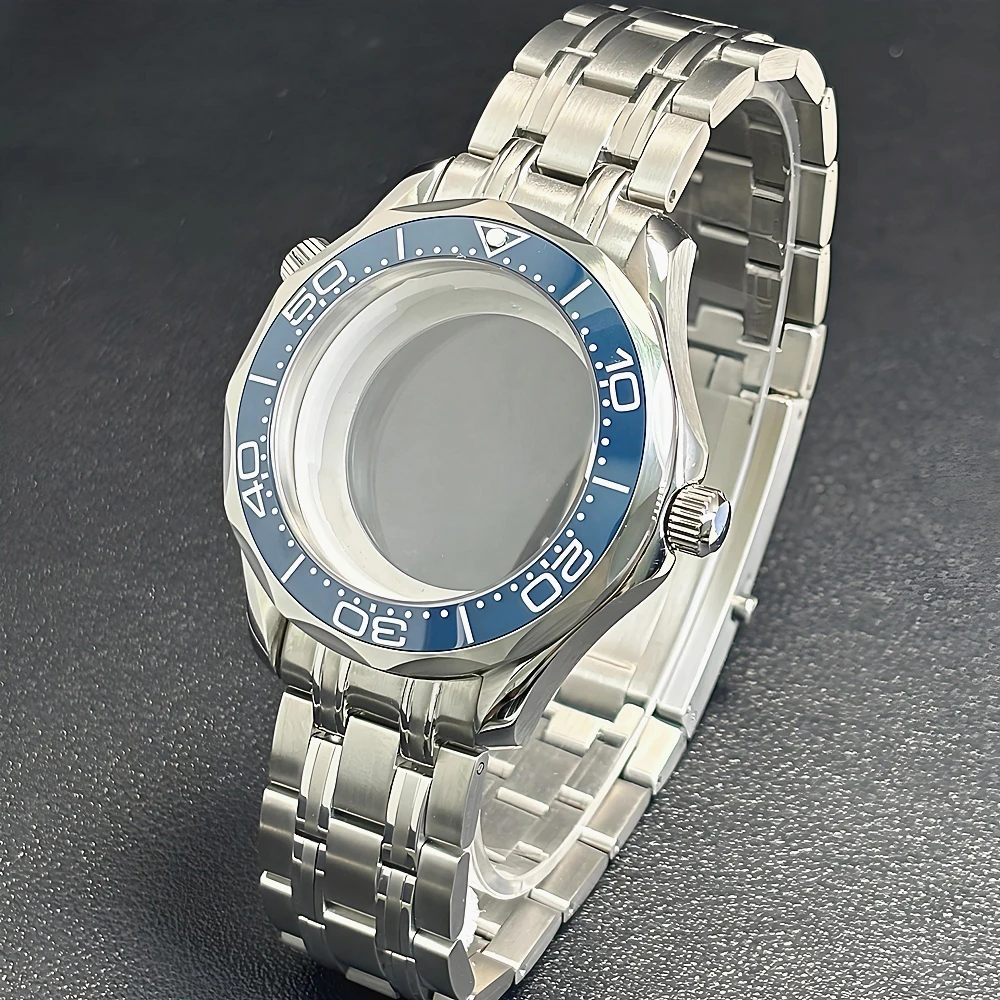 

Корпус 42 мм Seamaster 300, высококачественный корпус NH35, безель для NH35, водонепроницаемый корпус с автоматическим механизмом, подходит для NH35 NH36