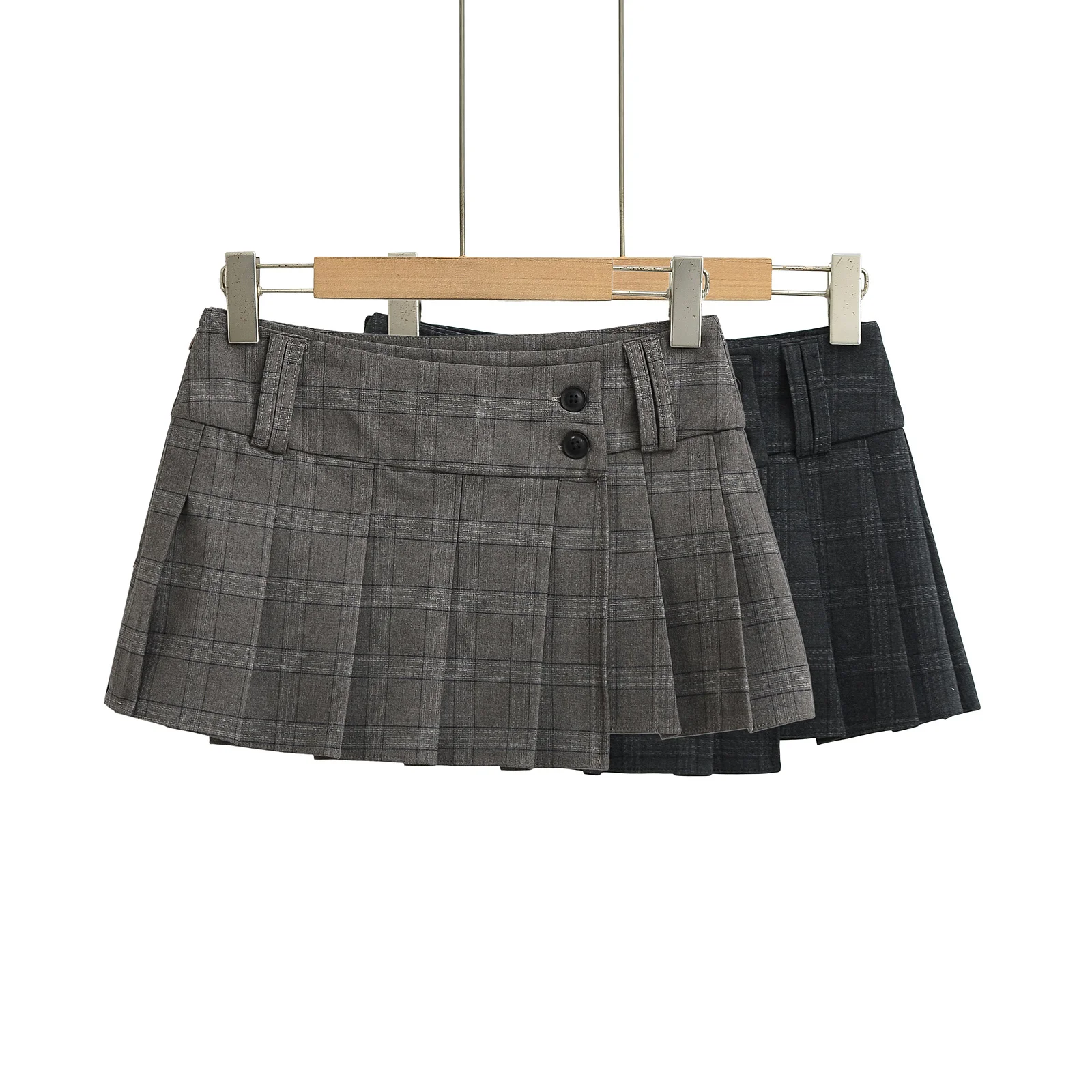 

Trendy Low Waist Plaid Pleated Slimming Skirt Sweet Spicy Girl Casual Anti-Light Skirt Pants Spor Sle with