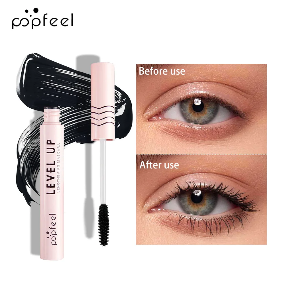 POPFEEL-rímel mate de fibra de seda para maquillaje, alarga las pestañas, resistente al agua, de secado rápido, negro, rizado, maquillaje para mujer