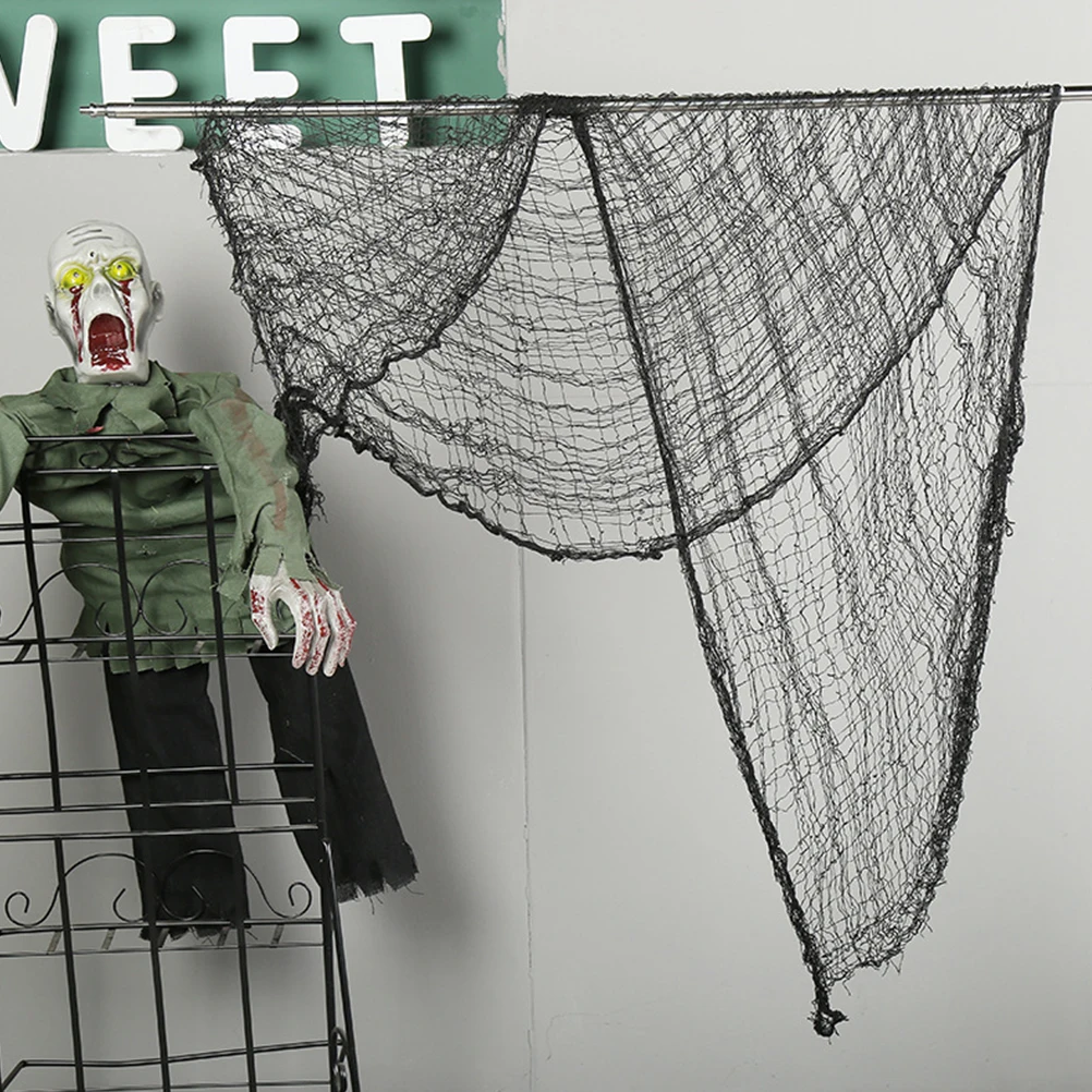

1pc Halloween Black Gauze Party Supplies Creepy Cloth Decor For Indoor Outdoor Use Haunted House Decoration Event Props