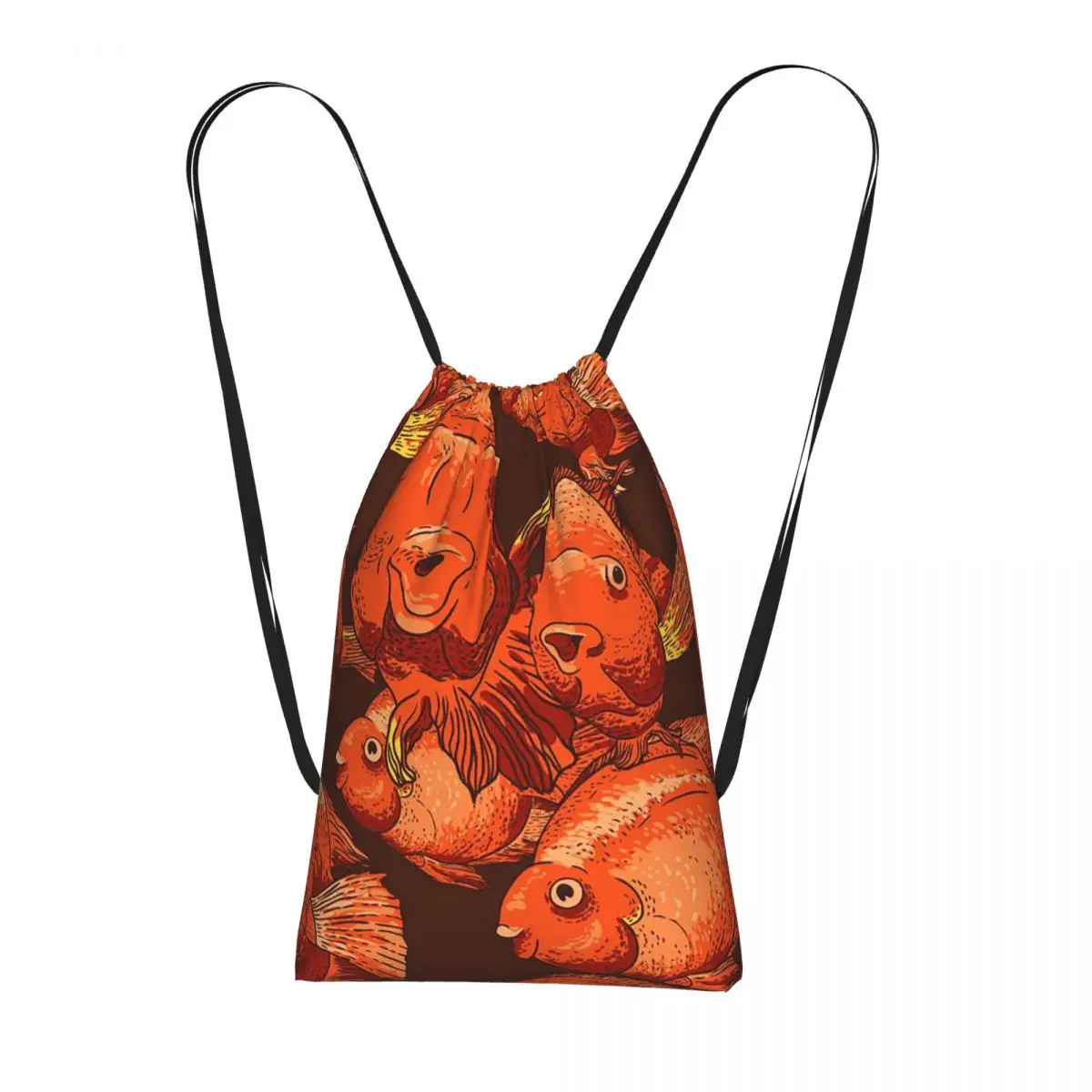 

Рюкзаки с необычным оранжевым рисунком рыбы, модные сумки на шнурке, сумки для мелочей, сумки для книг, сумки для путешествий и студентов