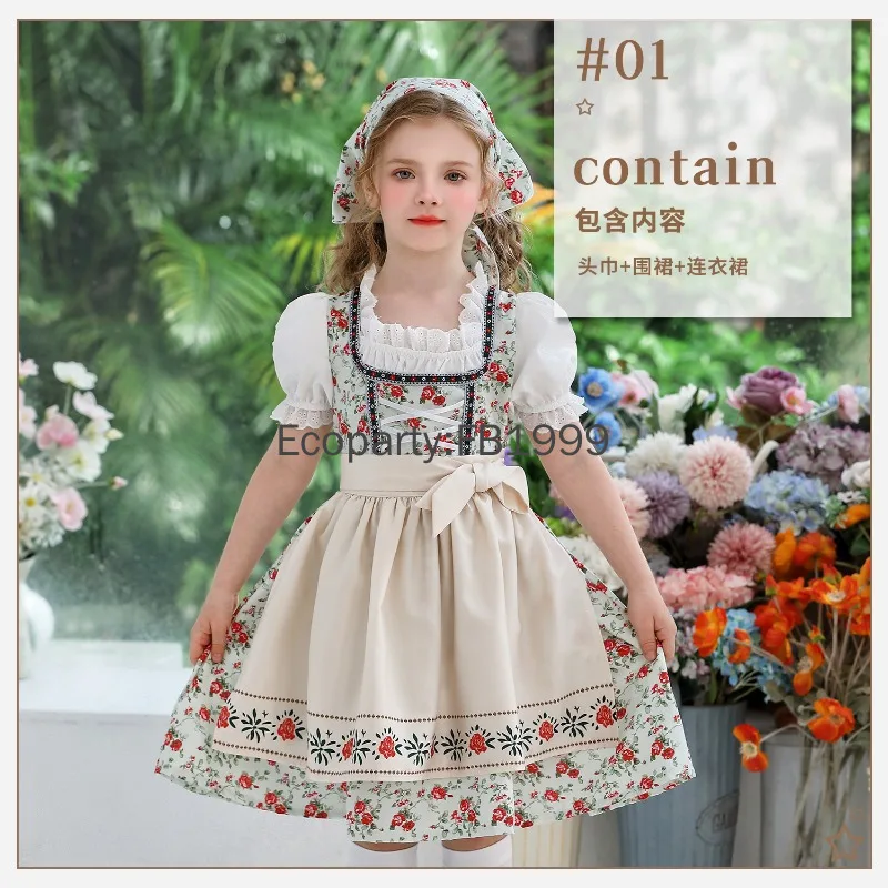 Disfraz de pionero Colonial clásico para niñas, 4 tipos, Vintage, Oktoberfest de Munich, vestido Dirndl, trajes de fiesta para niños