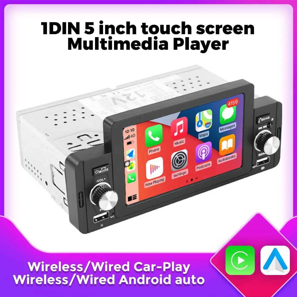 5 \'\'6.86\'\' Autoradio 1Din CarPlay Android Auto Lettore Multimediale BT Per Volkswagen Nissan Toyota Suzuki Hyundai Kia VW