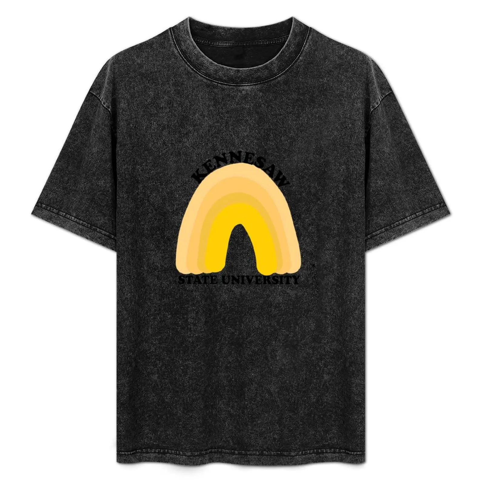 Camiseta Básica Amarela Arco-Íris Kennesaw KSU para Uso Diário