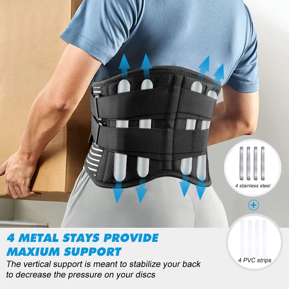 Adjustable Back Brace for Lower Back Pain Relief with 3D Lumbar Pad,6X Lumbar Support Belt for Men Women Herniated Disc,Sciatica