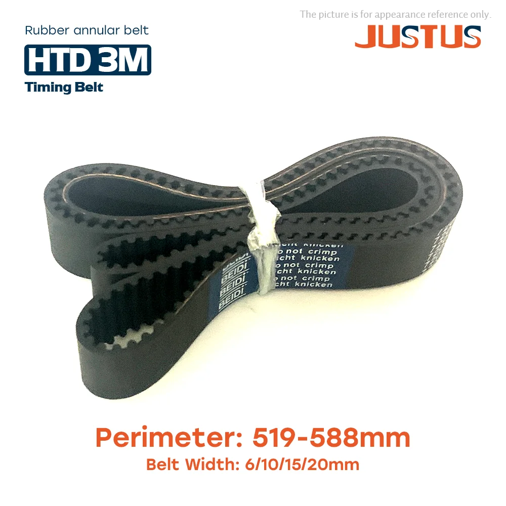 HTD 3M Synchronous Timing belt length 519/522/525/528/531/537/543/546/552/555/558/561/564/570/573/579/585/588mm Rubber closed