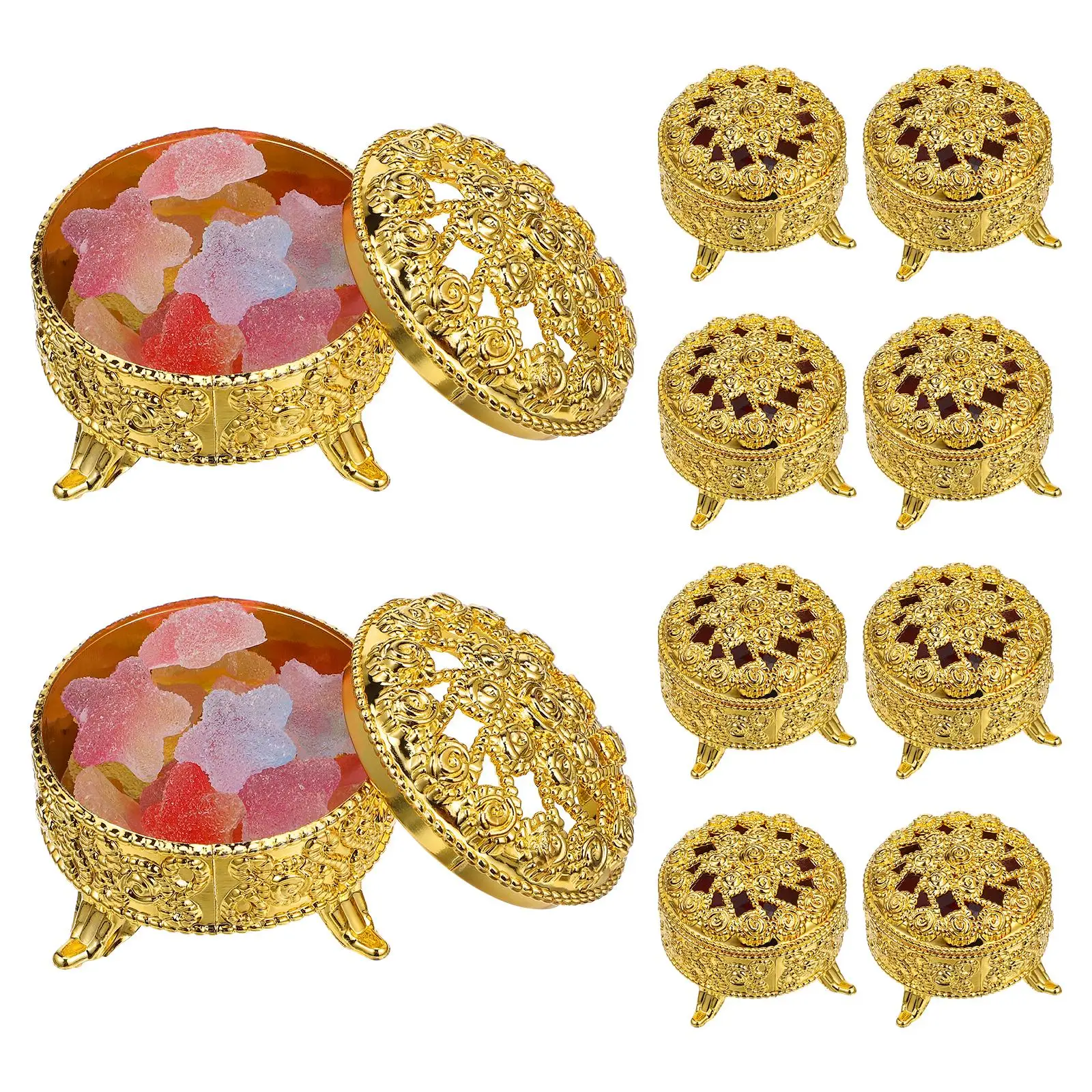 

10 Pcs with Cover Rose Gift Box Baby Gifts Basket Pp Jars Candy Boxes for Wedding