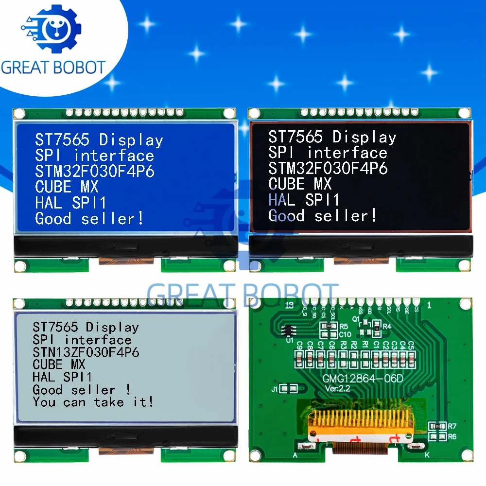 BS LCD12864 12864-06D, 12864, LCD Module, COG, With Chinese Font, Dot Matrix Screen, SPI Interface