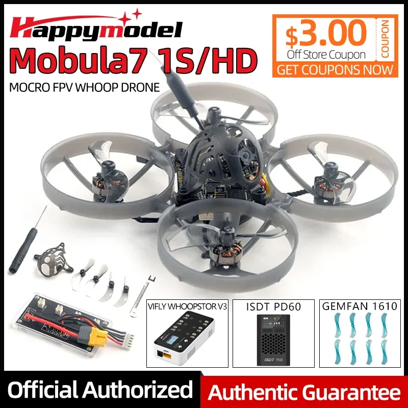 Happymodel Mobula 7 Mobula7 1S/HD 75mm Micro FPV Whoop Quadcopter Drone Open VTX 2.4G ELRS Receiver Runcam Nano3 Brushless Motor