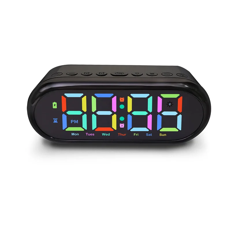 LED HD large screen RGB dazzling student special multi-function alarm clock light one small night light