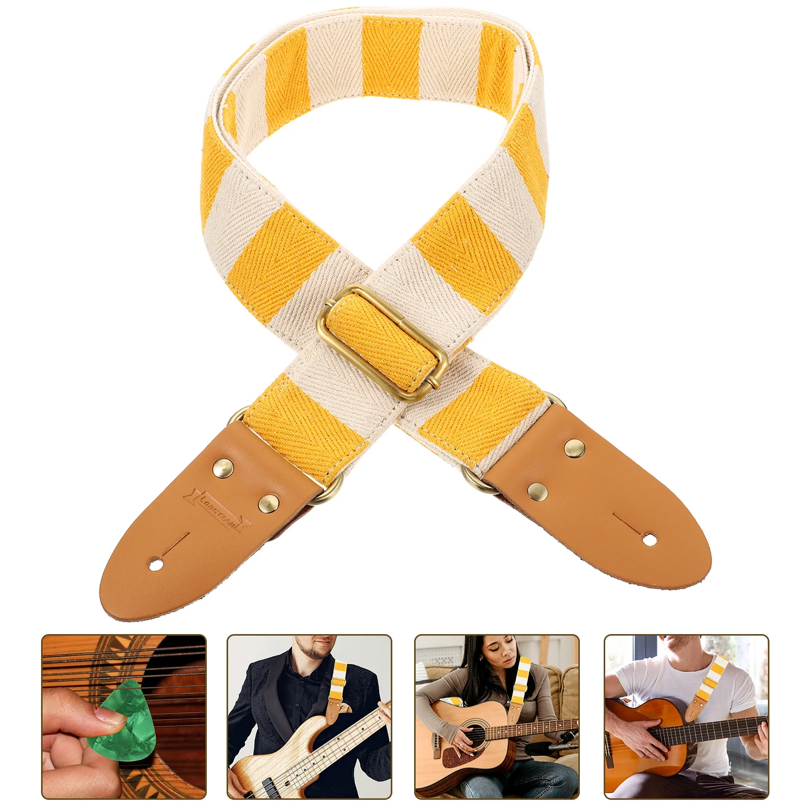

Guitar Straps Convenient Belt Printing Pattern Replacement Wide Yellow with Shoulder Pad