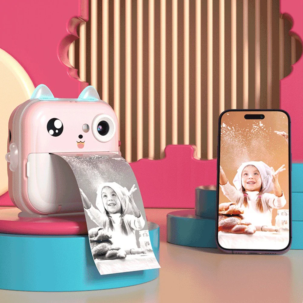 4 in 1ミニインスタントプリントカメラ、USB充電式サーマルプリントカメラ、2.4インチIPSスクリーンHDフォトプリントカメラ（女の子、男の子向け）