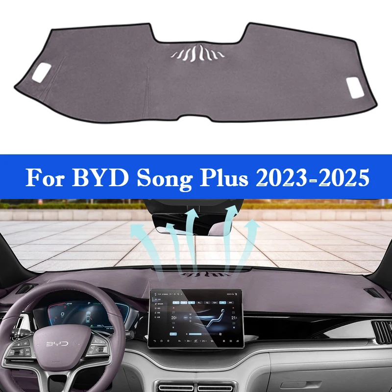 

For BYD Song Plus 2023-2025 Car Dash Cover Suede Dashboard Pad Dashmat Mat Interior Sunshade Non-slip Dustproof Protector Cover