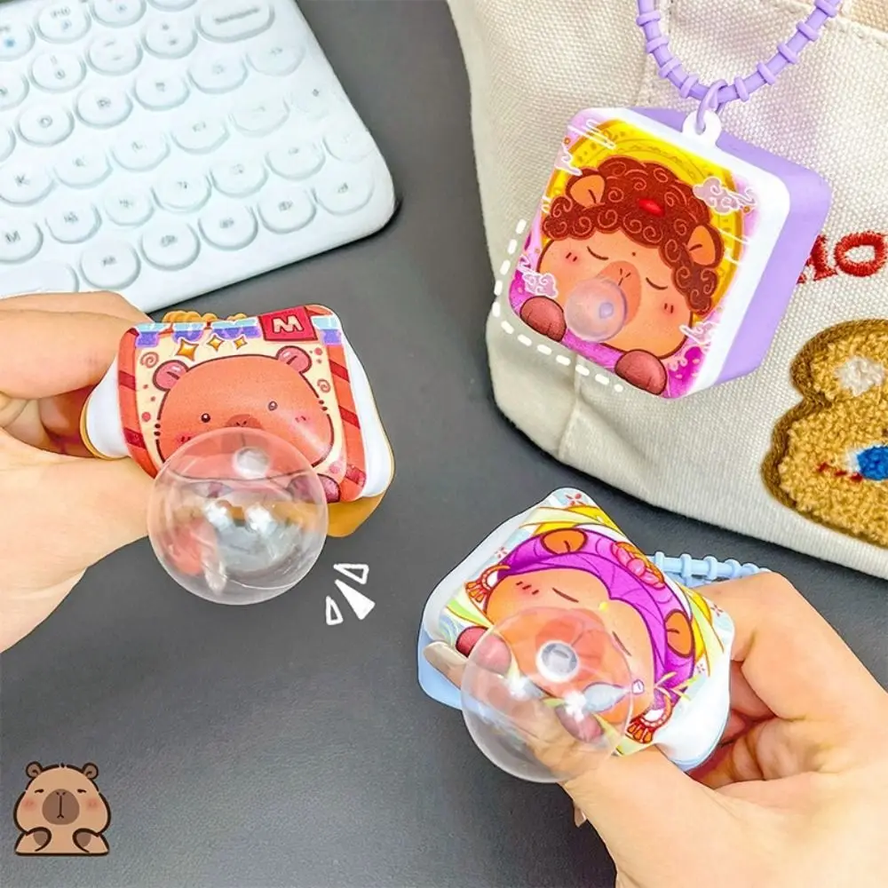 Soft Pinch To Bubble Capybara Keychain Creative Funny Spit Bubble Kapibara Bag Hanging Keyring Cute