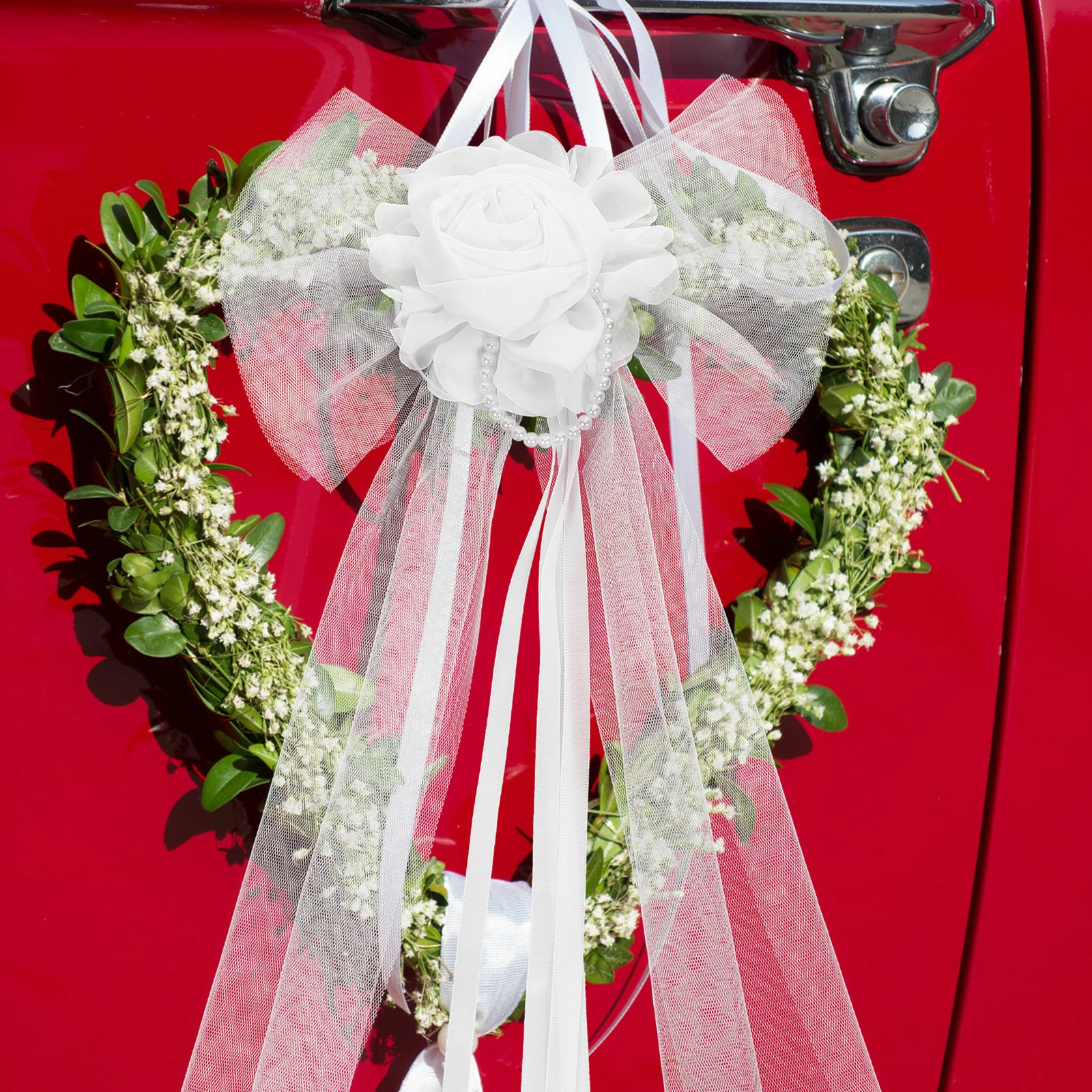

1 Set Wedding Car Decorations Large Bow Set Ribbon Bows For Wedding Ceremony Pew Aisle Chair Decorations Handmade Bow