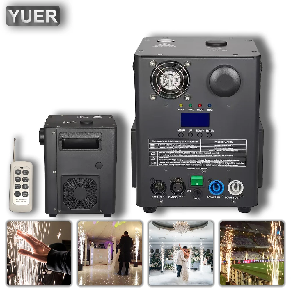 750W Electronic Coldspark Machine Spark Machine With Remote Control Hot Spring Effect DMX Wedding Stage Show Firework Mahcine