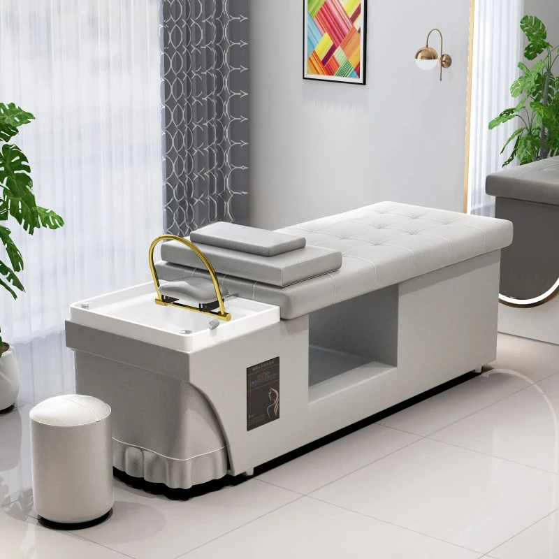 Head Therapy Shampoo Chair Lying Flat Massage Couch Hydrotherapy Bed Water Circulation Water Heater Fumigation
