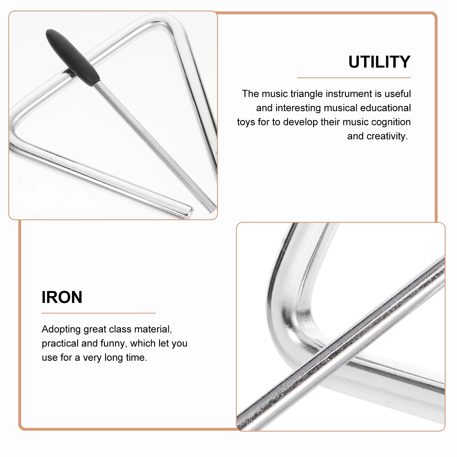 

3 set Music Instruments For Kids Educational Percussion Children'S Metal Triangle Set Preschool Rhythm Bright Clear Sound