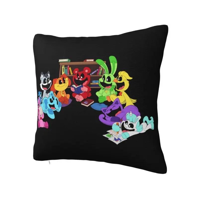 Custom Colorful Smiling Big Mouth Critters Group Luxury Pillow Cover Scarry Animated Game Car Cushion