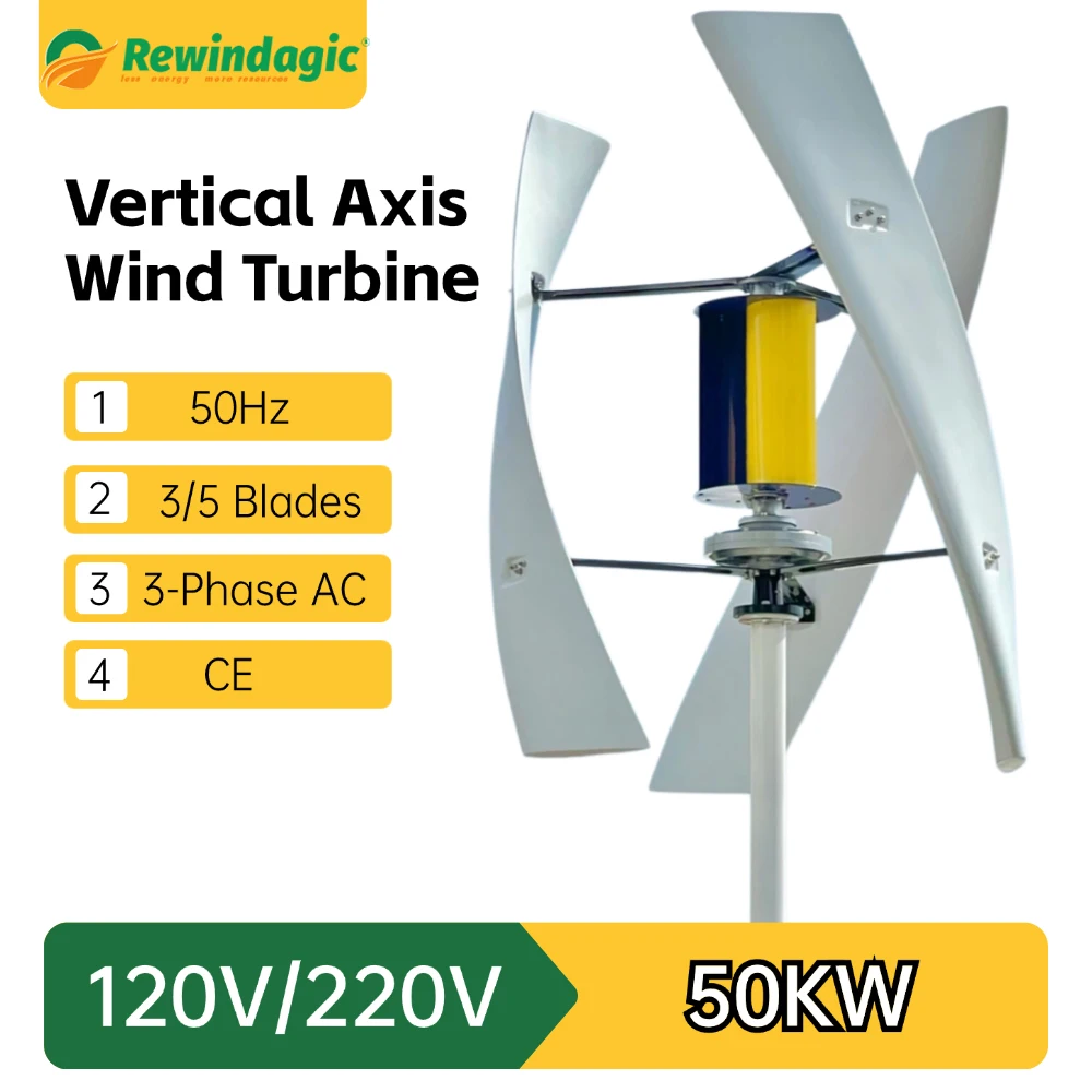 

Free Energy 30000W 50000W Vertical Axis Permanent Maglev Wind Turbine 120V 220V High Efficiency Wind Generator 220V Output