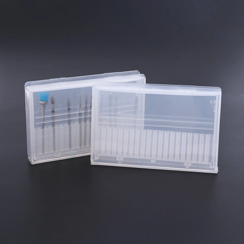 20 Slot Empty Storage Box For Nail Drill Bits Transparent Acrylic Display Box Milling Cutters Container Accessories Tool