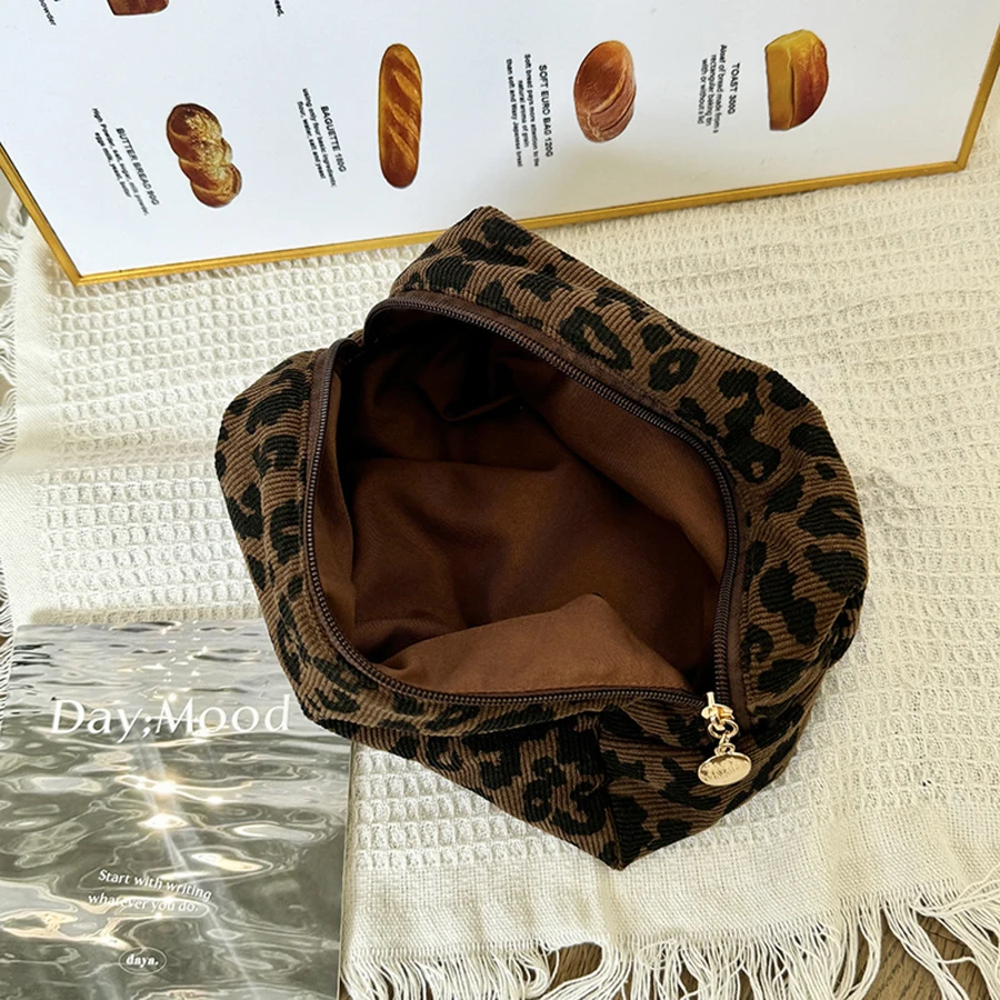 Bolsa de maquillaje única con estampado de leopardo • Organizador de cosméticos de gran capacidad • Bolsa de almacenamiento de lápiz labial