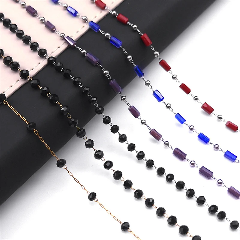 Fashion Bohemian Crystal Chain Necklace for Women Stainless Steel Gold Sliver Color Treand Creative Colorful Accessories Jewelry