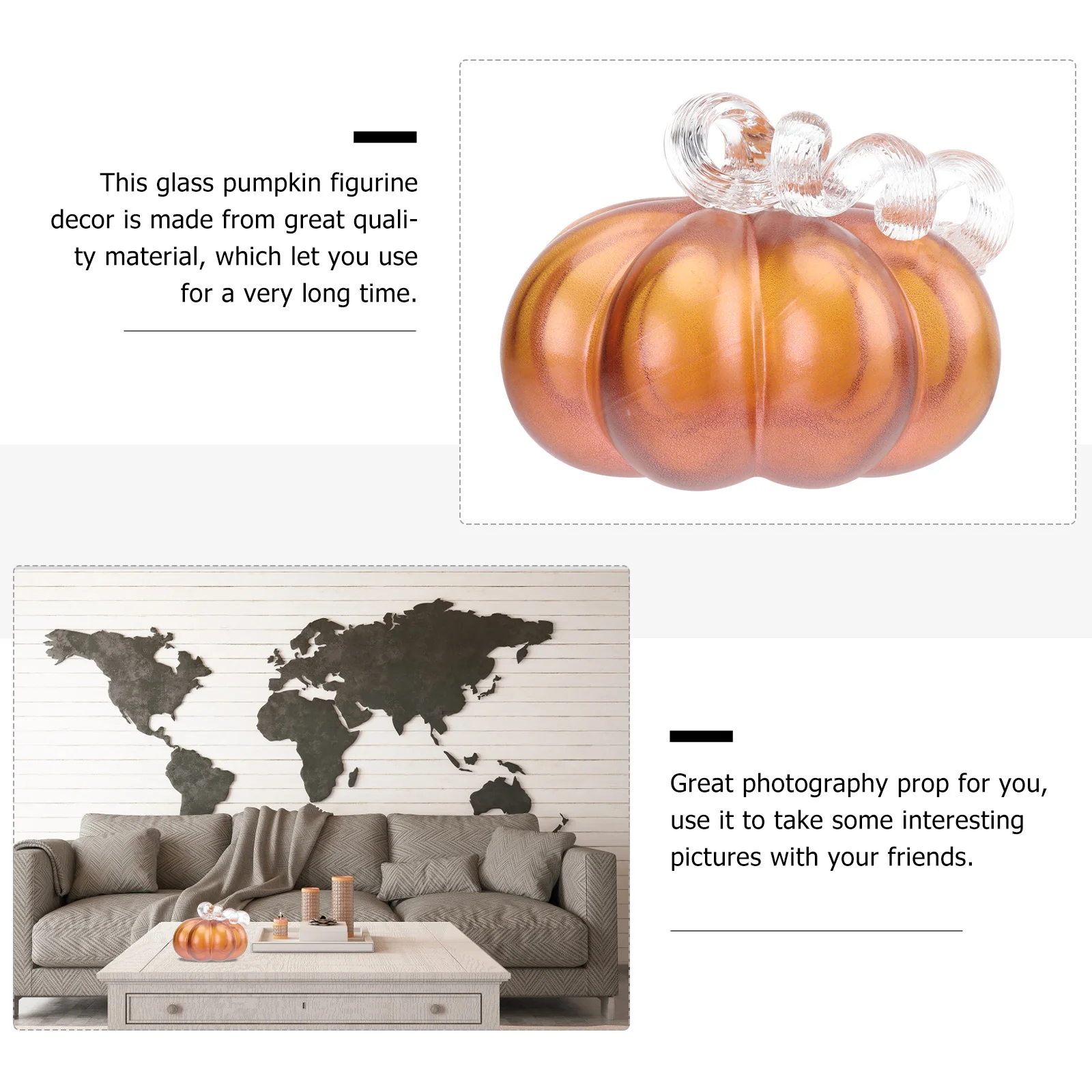 

1Pcs Glass Pumpkin Craft Perfect Photography Prop Refreshing Comfortable Space Decor Elegant Design for Anywhere