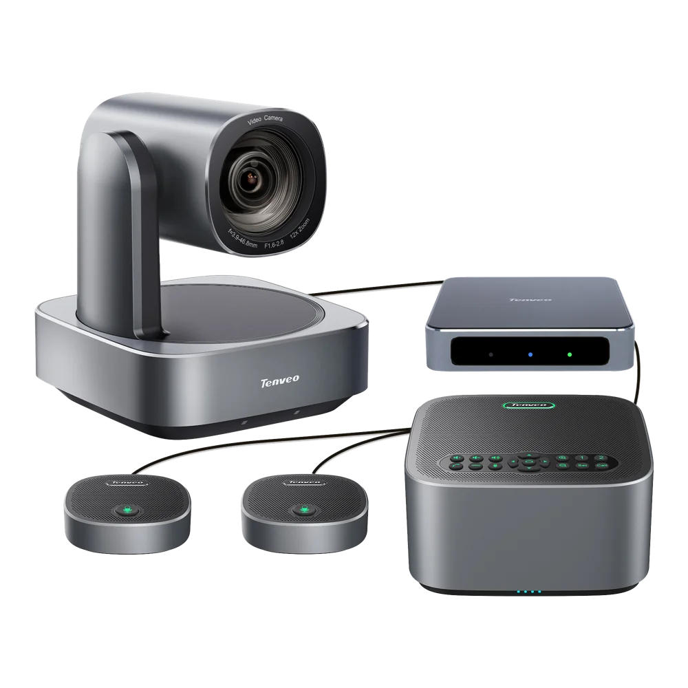 Tenveo 4K 12X Optical Zoom PTZ Conference Camera & 9 Meters Voice Pickup Speakerphone Video And Audio Conference System