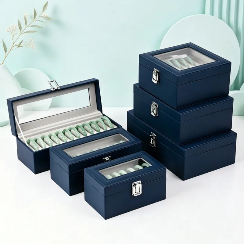 Leather Bracelet Storage Box Counter Bracelet Display Case Luxury Bracelet Collection Box Large Capacity Jewelry Packaging Cases