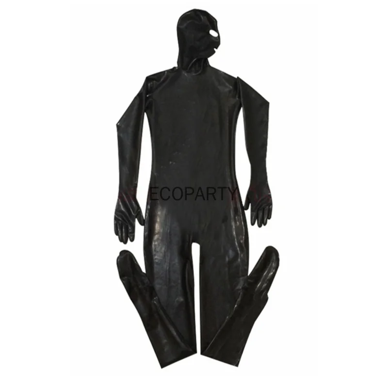 Male Latex PVC Catsuit Black Wetlook Faux Leather Night Club Full Bodysuit Gay Fetish Erotic Leotard Jumpsuit Men 3XL