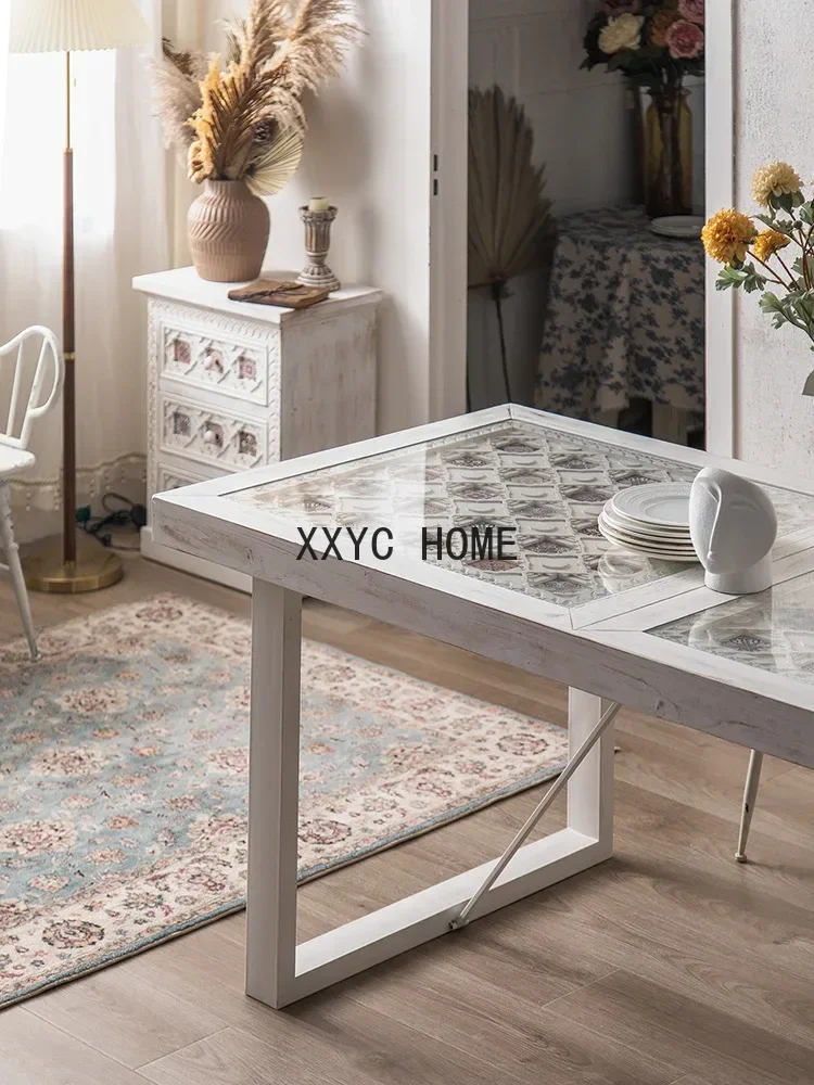 Mesa larga Rectangular para sala de estar, mueble B & B de cristal, mesa de té