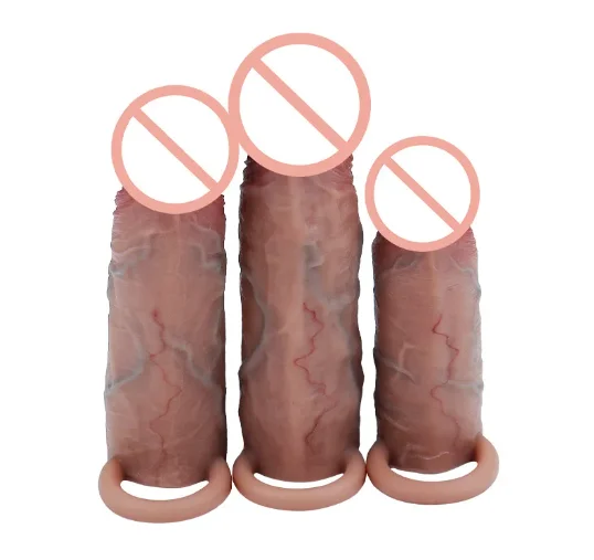 3 Size Soft Realistic Penis Sheath Reusable Silicone Condom Cock Extension Sleeve Dick Enlargement Delay Ejaculation Men Sex Toy