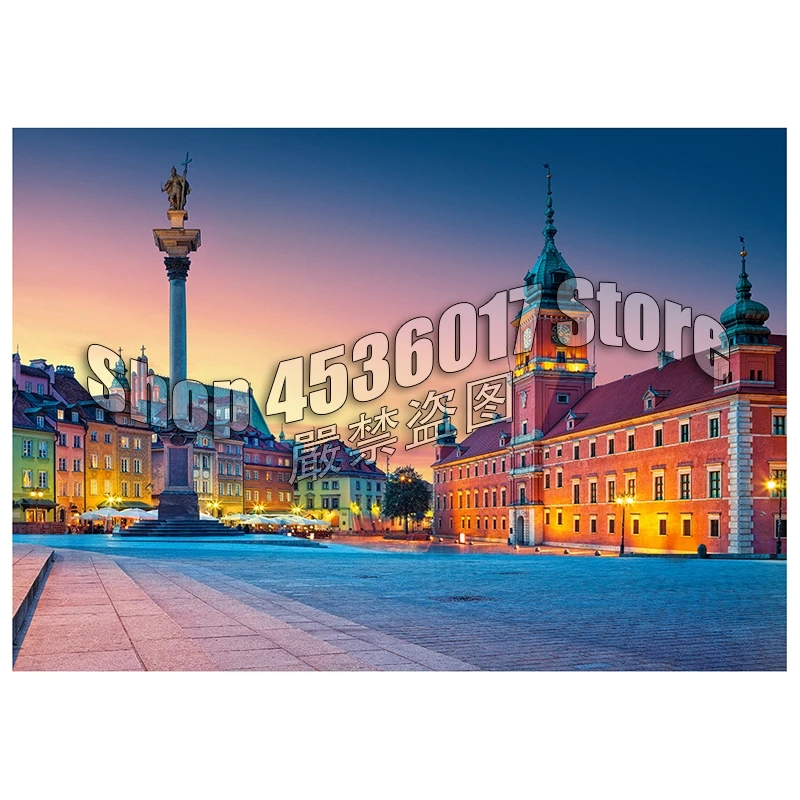 

Castle Square in Warsaw Diamond Painting Cross Stitch Embroidery 5D Diy Diamond Mosaic City Sunrise Sunset Full Rhinestones Gift