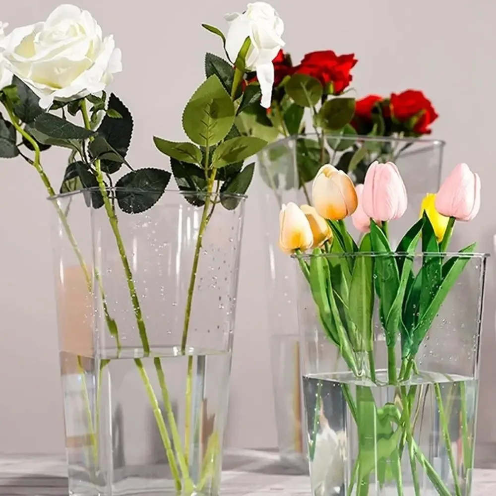 Nordic Style Flower Vase Modern Transparent Deep Water Flower Pot Acrylic Flower Arrangement Floating Candle Holder