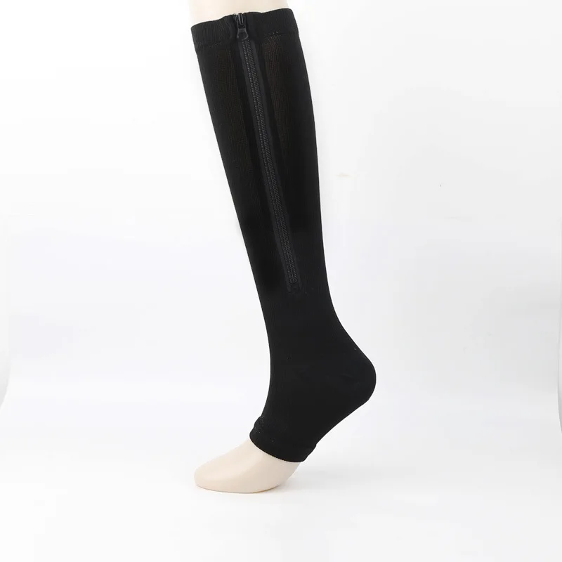 Running Sports Compression Socks Solid Color Simple Pressure Socks Zipper Calf Elastic Socks For Outdoor Fitness Cycling view 6