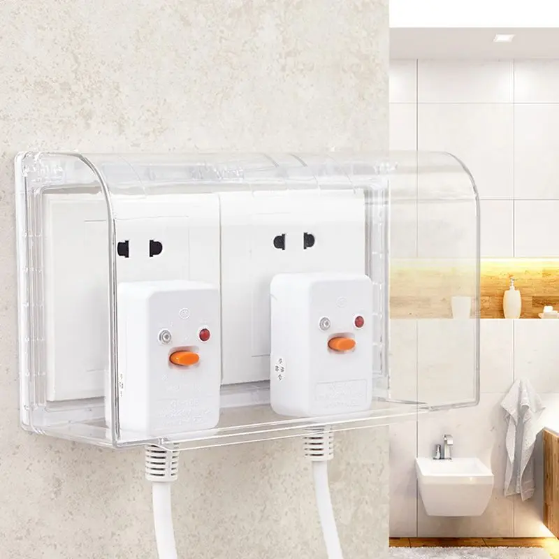 Dual Wall Switch Socket Plug Waterproof Cover Protective Box, Electric Wall Socket Flip Cap Cover Splashproof Boxes For Doorbell