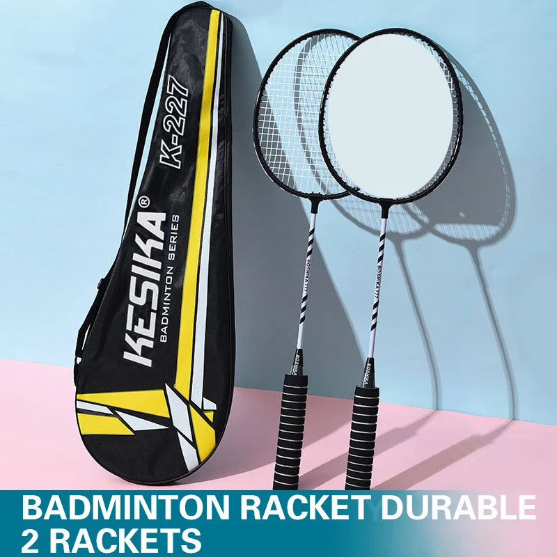 Raquete dupla durável antiderrapante de badminton, alta elasticidade suor absorvente, King Foam, novo, 2 raquetes