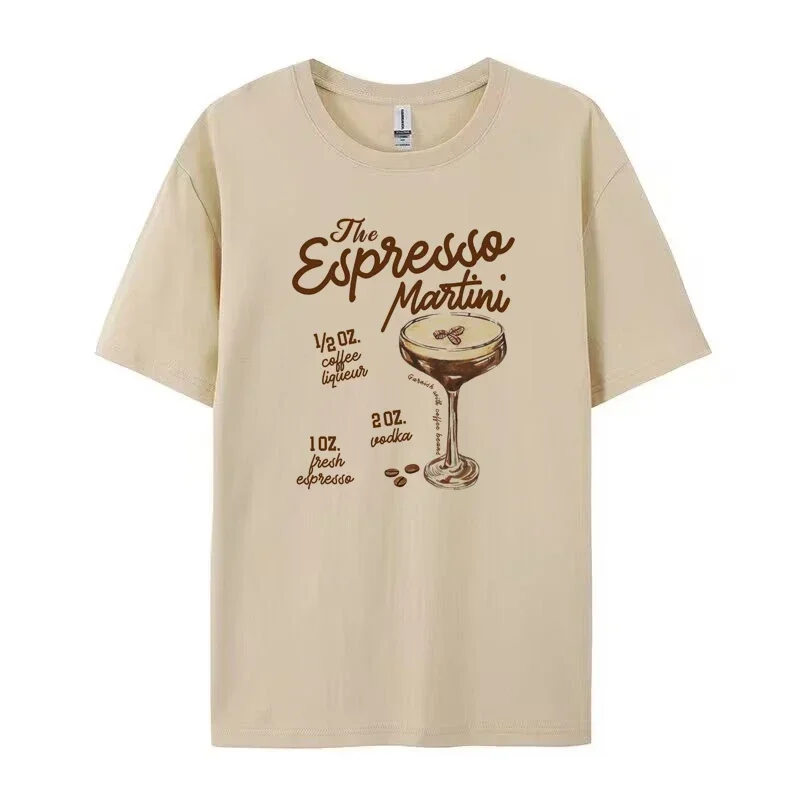 Retro Alcohol Drink Tshirts Espresso Martini Recipe Women Vintage T-Shirts Cute Loose Cocktail Lover T Shirt Unisex Clothes Gift