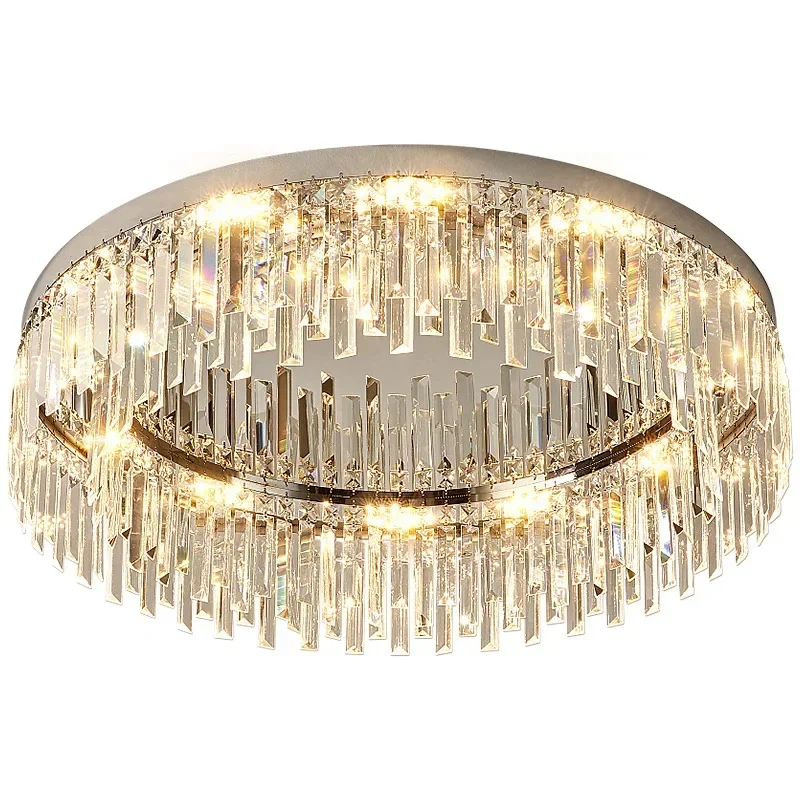 Round Light Luxury Crystal Ceiling Lamp Modern Minimalist Living Room Decoration Bedroom Whole House Indoor Lighting For Home