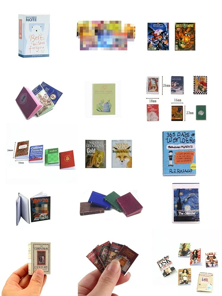 

Dollhouse Vintage Miniature Book Model Notebook Mini Comic Book Doll House Furniture for Children's Gifts Dollhouse Accessories