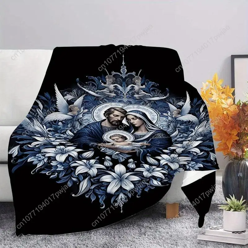 Unique Jesus and Virgin Mary Printed Flannel Blanket - Soft Warm All-Season Throw Blanket Featuring Custom blankets