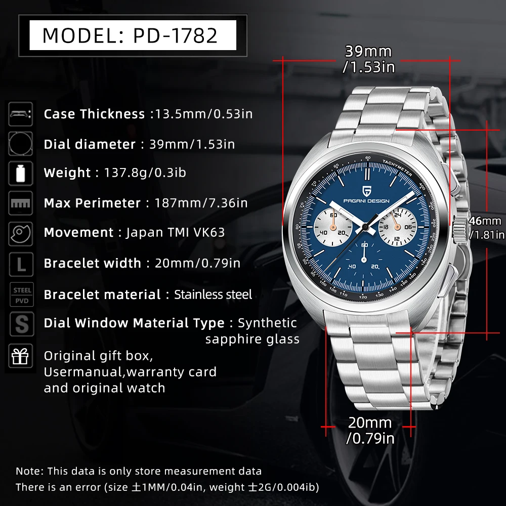 PAGANI DESIGN 2026 New Panda Dial Men's Watch Luxury Sapphire Glass Quartz Watch For Men Japanese Vk63 Sports Chronograph  Watch view 6