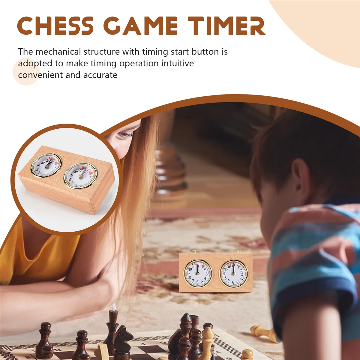 AB53 Chess Timer, Professional Digital Chess Clock, Wooden Count Up Down Chess Timer, Portable Chess Timer