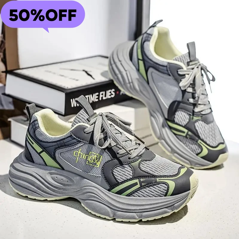 

Мужские повседневные спортивные кроссовки с толстой подошвой, дышащие, в стиле «папины туфли», с прочной резиновой подошвой, круглым носком, универсальные для других видов спорта и активного отдыха.