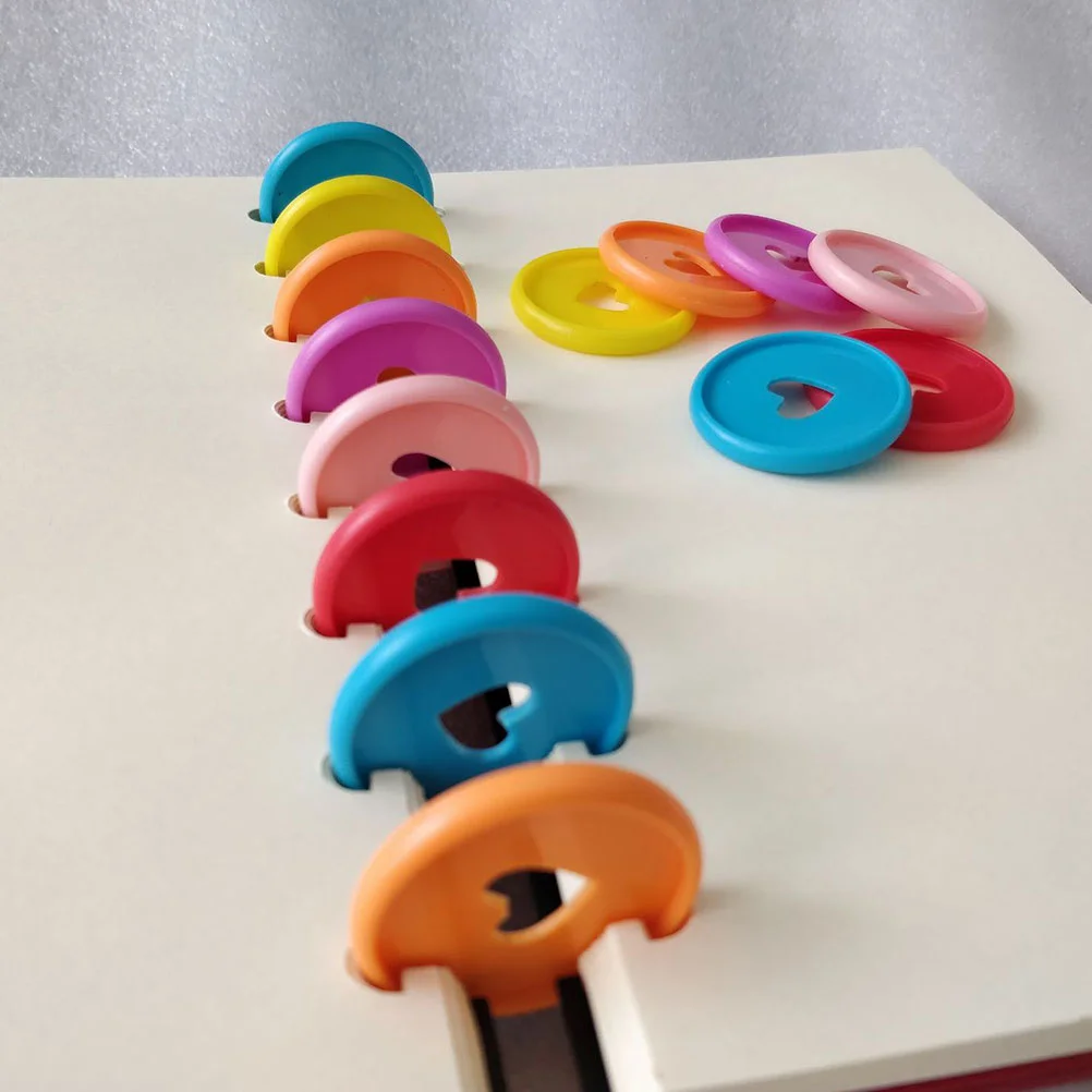 30 Pcs Book Expansion Disc Heart Binding Buckle Binder Clips Loose Leaf Ring Heart-shaped Rings CD Plastic Discs Buckles